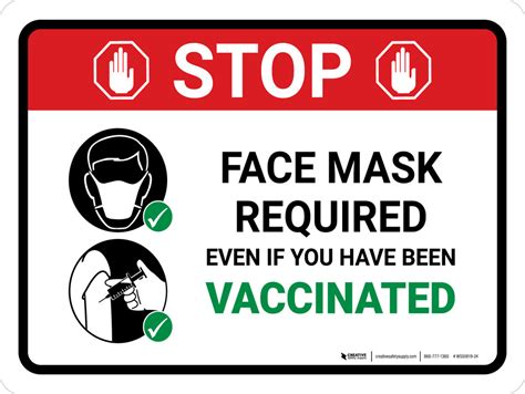 Stop Face Mask Required Even If You Have Been Vaccinated Landscape Wall Sign