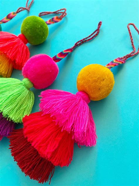 Large Pom Pom Tassel Bright Colors Mesachic