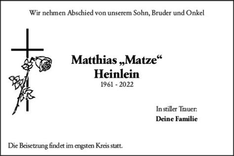 Traueranzeigen Von Matthias Heinlein Vrm Trauer De