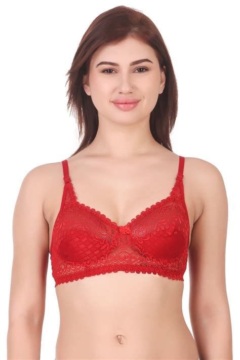 Hosiery T Shirt Stylish Bra For Honeymoon Full Net Red Plain At Rs 57