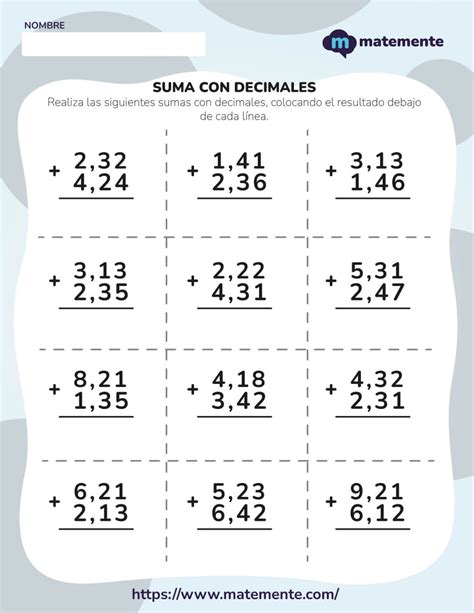 Problemas Con Suma Y Resta De Decimales Para Primaria Ejercicios De