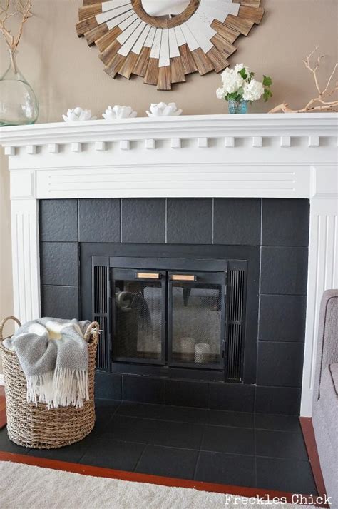 20 Black Tile Fireplace Surround