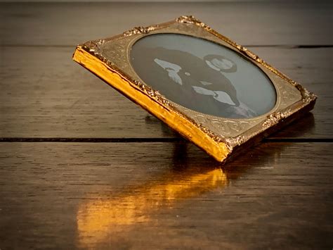 Leather Cased Picture Frame With Ambrotype Photograph 19th Century