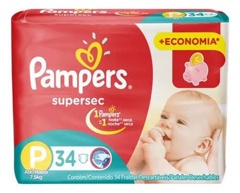 Fraldas descartáveis Pampers supersec 34 unidades tamanho P