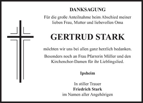 Traueranzeigen Von Gertrud Stark Trauer Flz De