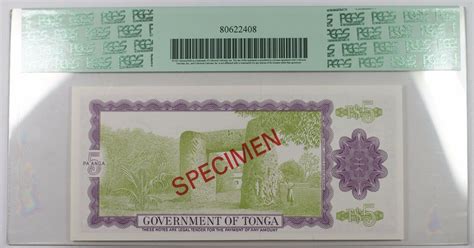 Banknoten Pa Anga Govnt Of Tonga Specimen Note Scwpm B Cs