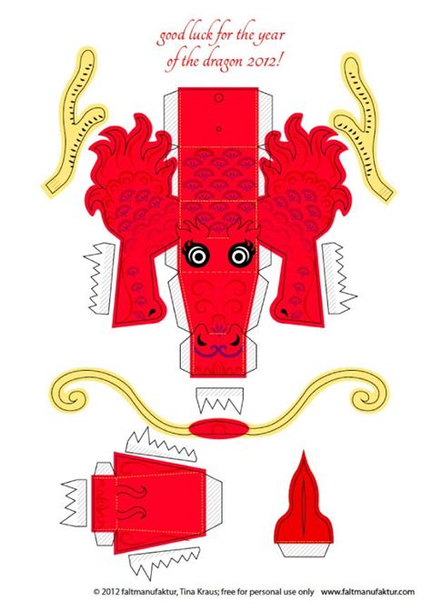 Image Detail For Blog Paper Toy Papertoy Dragon 2012 Red Template