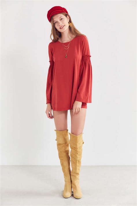 Truly Madly Deeply Ruffled Bell Sleeve Tunic Top Urban Outfitters