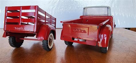 Vintage 1960s Tonka Stepside Pickup And Stepside Trailer Red Ebay