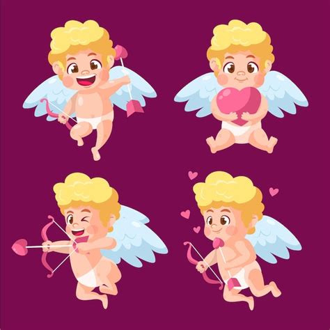 Colecci N De Personajes De Dibujos Animados De Cupido Vector Gratis