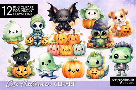 Cute Halloween Clipart Png Bundle Graphic By Orange Brush Studio