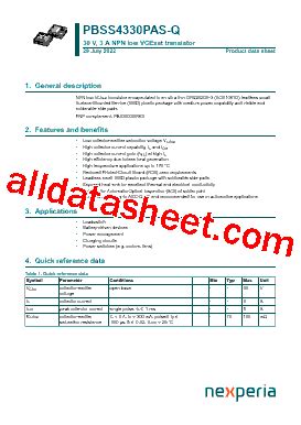 PBSS4330PAS Q Datasheet PDF Nexperia B V All Rights Reserved