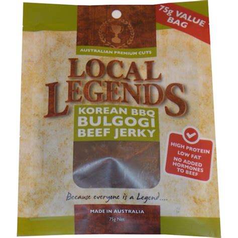 Beef Jerky Local Ledgends 75g 265oz Bag Korean Bbq Bulgogi