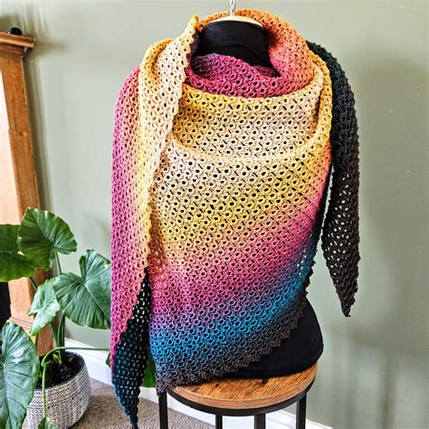 Asymmetrical Triangle Shawl Passion Fruit Melt Folksy