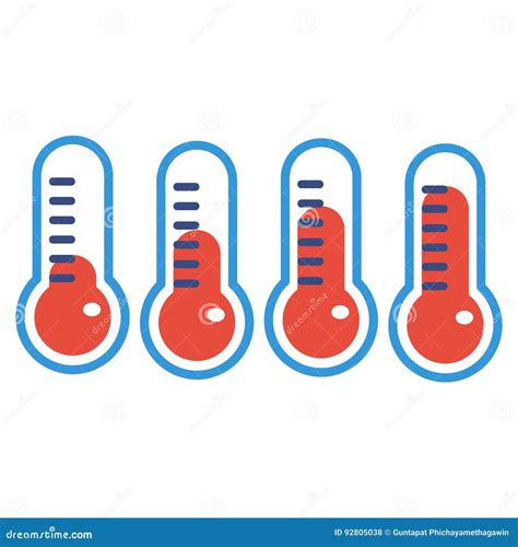 Red Thermometers With Different Levels Stock Vector Illustration Of Growth Heat 92805038