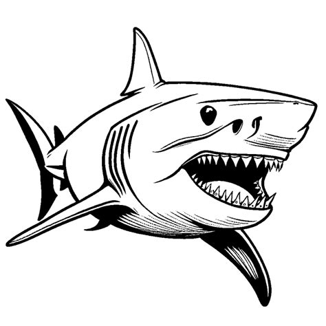 Shark With Open Mouth Coloring Page Lulu Pages