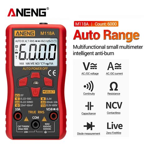 ANENG M118A Dijital Mini Multimetre Test Ger Ek Rms Otomatik