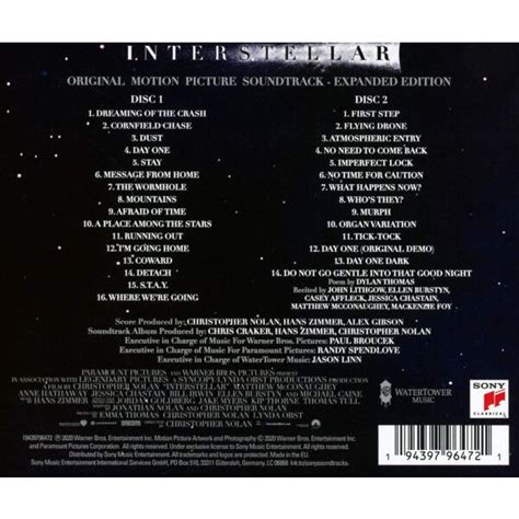 Interstellar Original Motion Picture Soundtrack Expanded Edition By Hans Zimmer Cd X 2 With