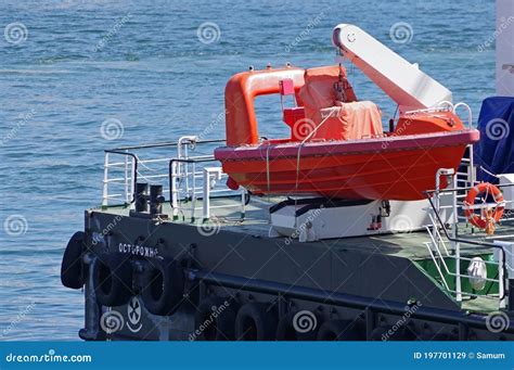 Orange Lifeboat On Ship Stock Image Image Of Industry 197701129