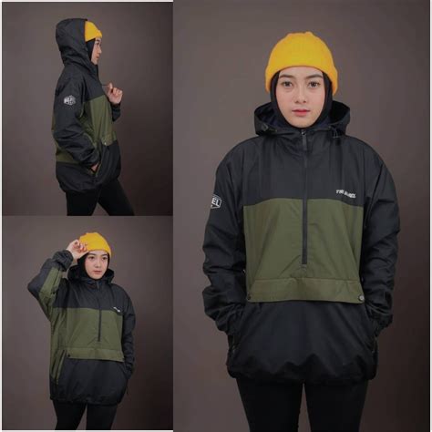 Jual Jaket Parasut Waterproof 3D Wanita Pria Cagoule Windbreaker