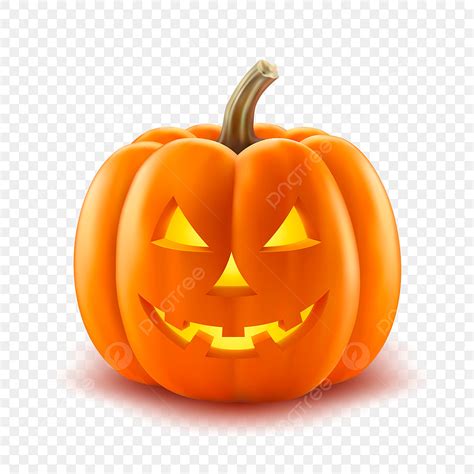 Scary Halloween Pumpkin Vector Art PNG, Scary Pumpkin Halloween Lantern Realistic Vector ...