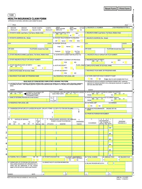 Owcp 1500 Fillable Form Printable Forms Free Online