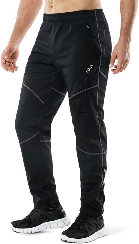 Tsla Mens Thermal Windproof Cycling Pants Fleece Lined Outdoor Bike