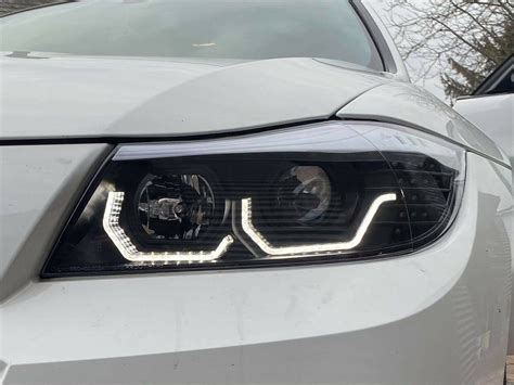 3D LED Angel Eyes Scheinwerfer für BMW 3er E90 E91 05 08 schwarz mit