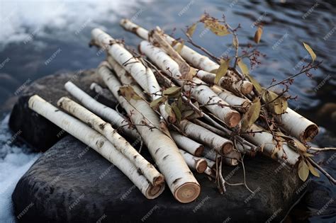 Premium Photo Birch Branches Arranged For Traditional Sauna Ritual