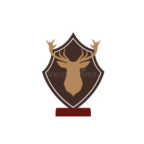 Deer Head With Antlers On Shield Icon Isolated On White Background