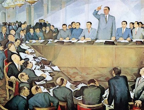 Painting Of Enver Hoxha S Speech At The 1960 Moscow Conference By Guri