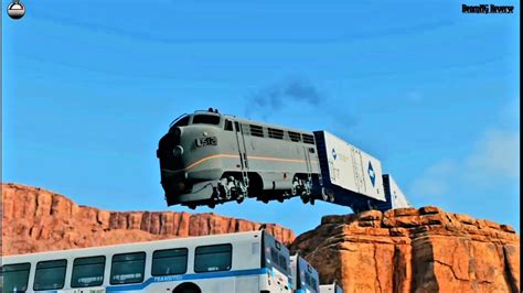 Beamng Trains Vs Cliff Jump Vs Bus Crashes Reverse Beamng Drive