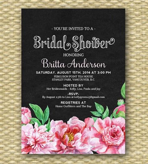 Vintage Chalkboard Bridal Shower Invitation Shabby Chic Bridal Shower