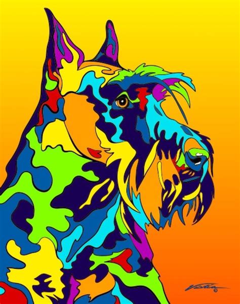 Multi Color Scottish Terrier Dog Breed Matted Prints And Canvas Giclées