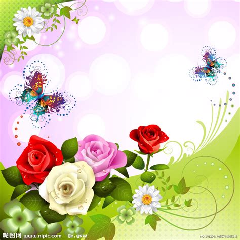 Fondos de Rosas y Mariposas en Vectores