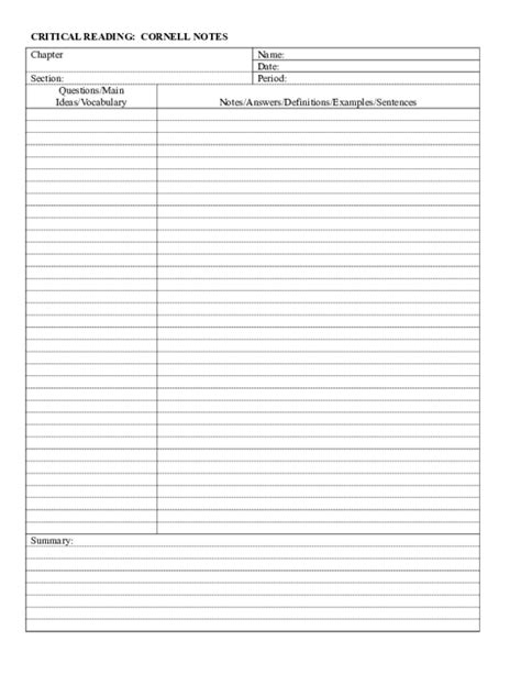 Reading Notes Template