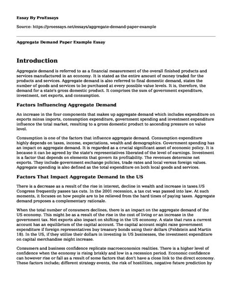 📚 Aggregate Demand Paper Example Free Essay Term Paper Example