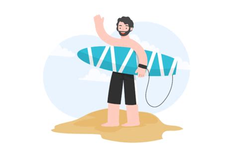 Flat Illustration Summer Surfing Graphic By Uppoint Design Creative