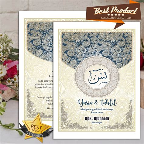 Jual Buku Yasin Dan Tahlil 64 Hal Arab Tanpa Terjemah Desain Elegant Bisa Custom Nama Dan Foto