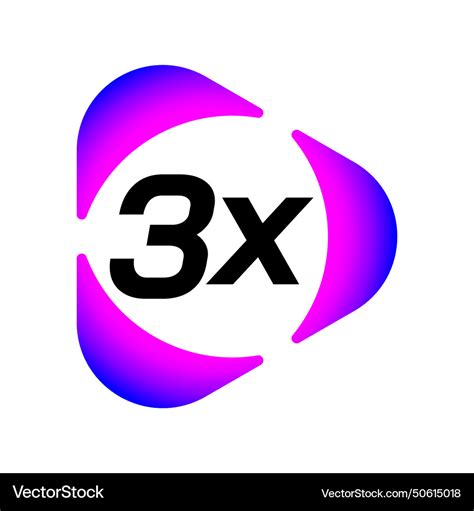 Triple action 3x icon logo badge Royalty Free Vector Image