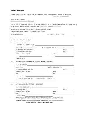 Fillable Online Objection Form B Fax Email Print Pdffiller