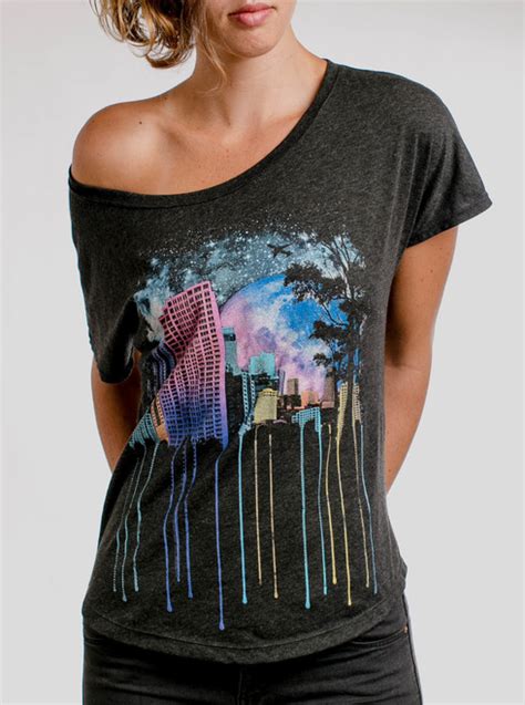 The City Multicolor On Heather Black Triblend Womens Dolman T Shirt