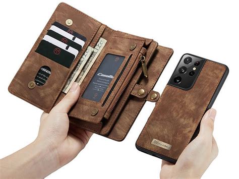 CaseMe Samsung Galaxy S21 Ultra Hoesje XL Wallet Bruin