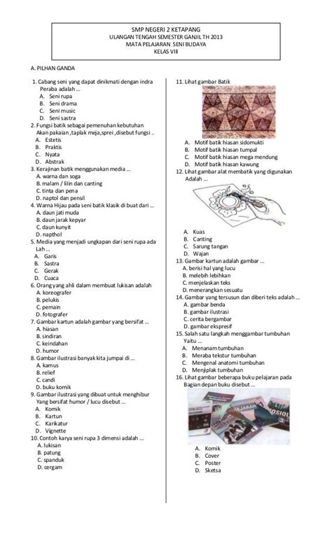 Soal Seni Budaya Kelas 7 Semester 2 Homecare24