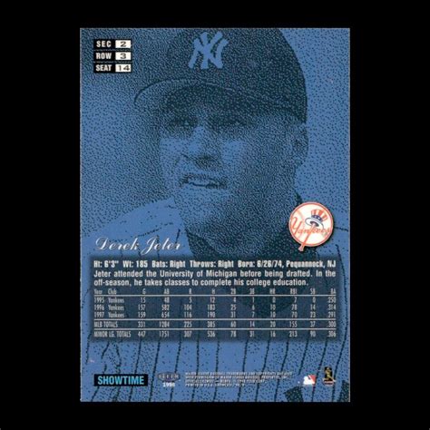 Derek Jeter 1998 Flair Showcase Showtime Sec 2 Row 3 Seat 14 Yankees