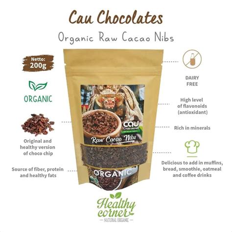 Jual Organic Raw Cacao Nibs Biji Kakao 200 Gr Cau Chocolates