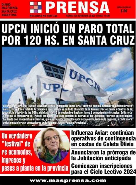 Tapa diario Más Prensa viernes 3 de noviembre de 2023 Prensa