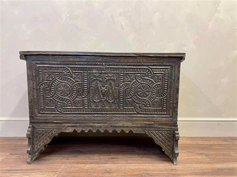 Carved Coffer in Antique Benches