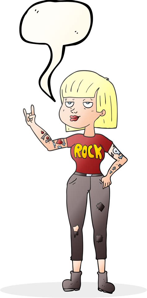 Hand Drawn Speech Bubble Cartoon Rock Girl 45134677 Png