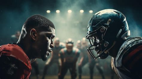 Premium Ai Image Two American Football Players Face To Face In